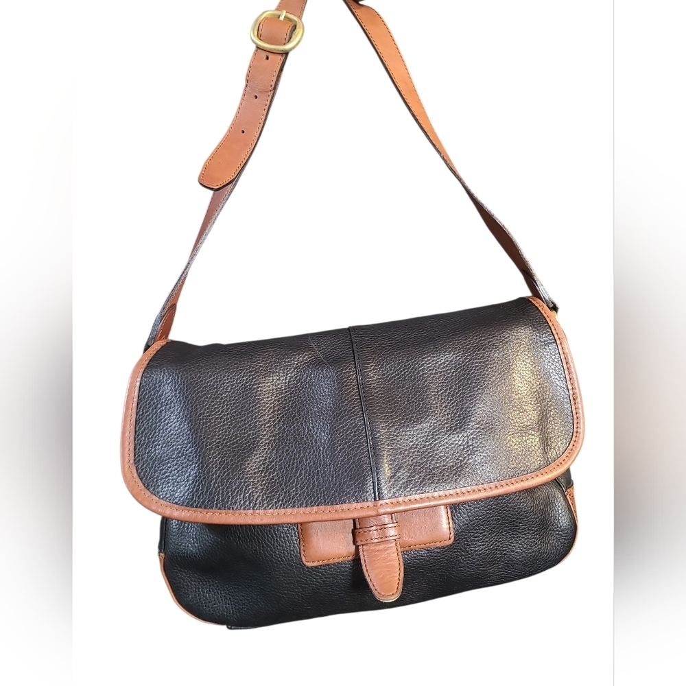 Liz Claiborne Black and Brown Leather Crossbody Shoulder Bag